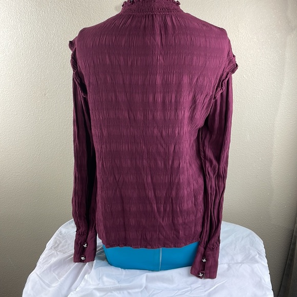 sanctuary romance size medium, maroon, long sleeve blouse - Picture 4 of 7